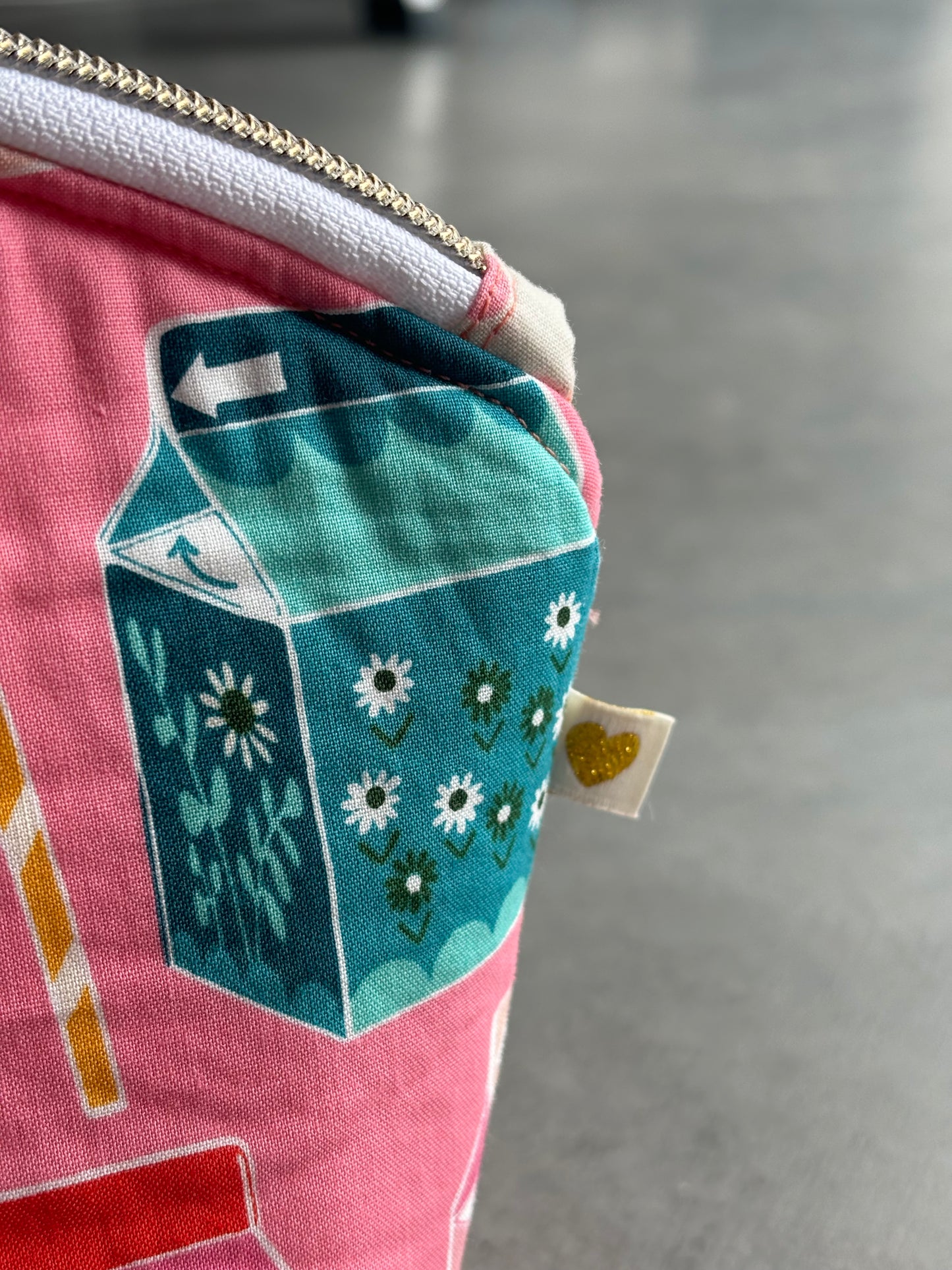 Large Zipper Pouch in Juice Box (Pink)