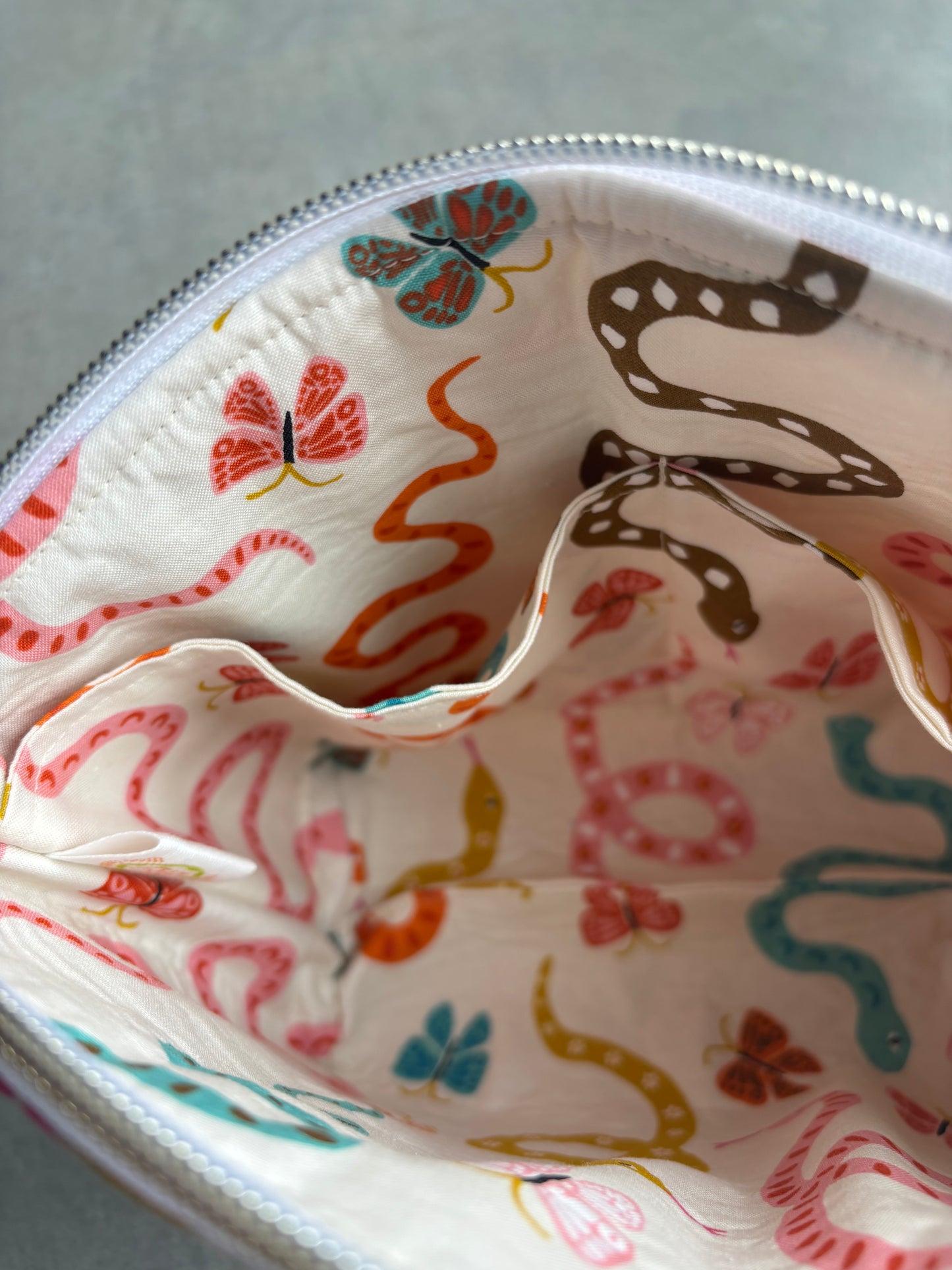 Large Zipper Pouch in Moth+Snakes