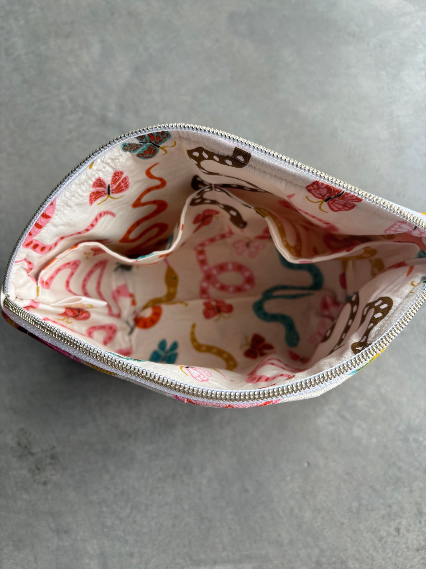 Large Zipper Pouch in Moth+Snakes