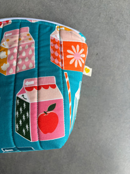 Large Zipper Pouch in Juice Box (Blue)