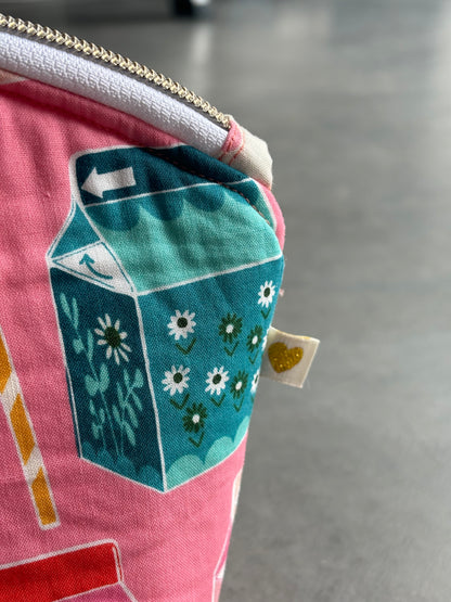 Large Zipper Pouch in Juice Box (Pink)