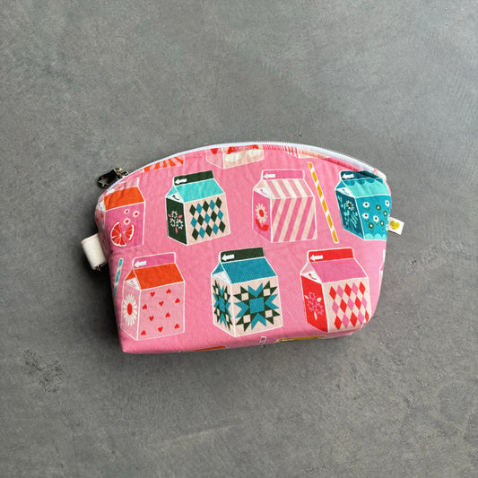 Large Zipper Pouch in Juice Box (Pink)