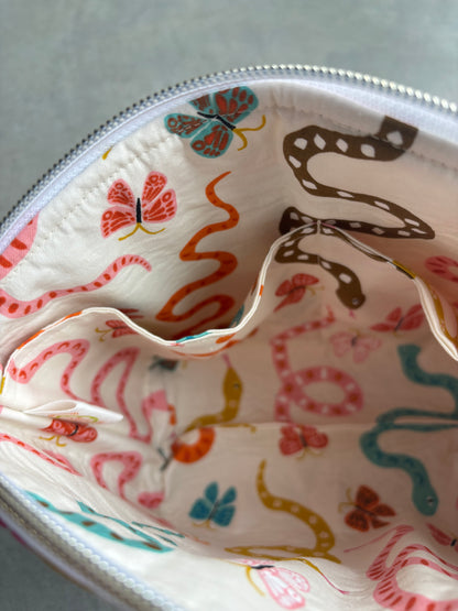 Large Zipper Pouch in Moth+Snakes