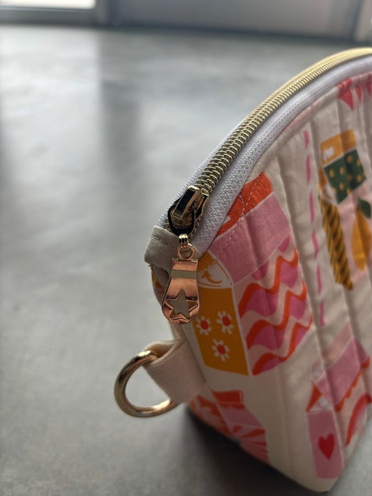 Large Zipper Pouch in Juice Box (Cream)