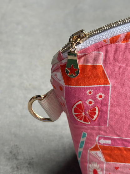 Large Zipper Pouch in Juice Box (Pink)