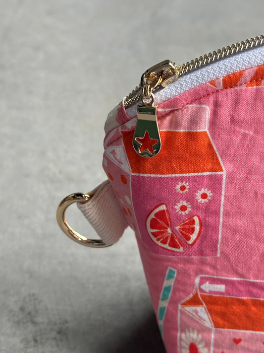 Large Zipper Pouch in Juice Box (Pink)