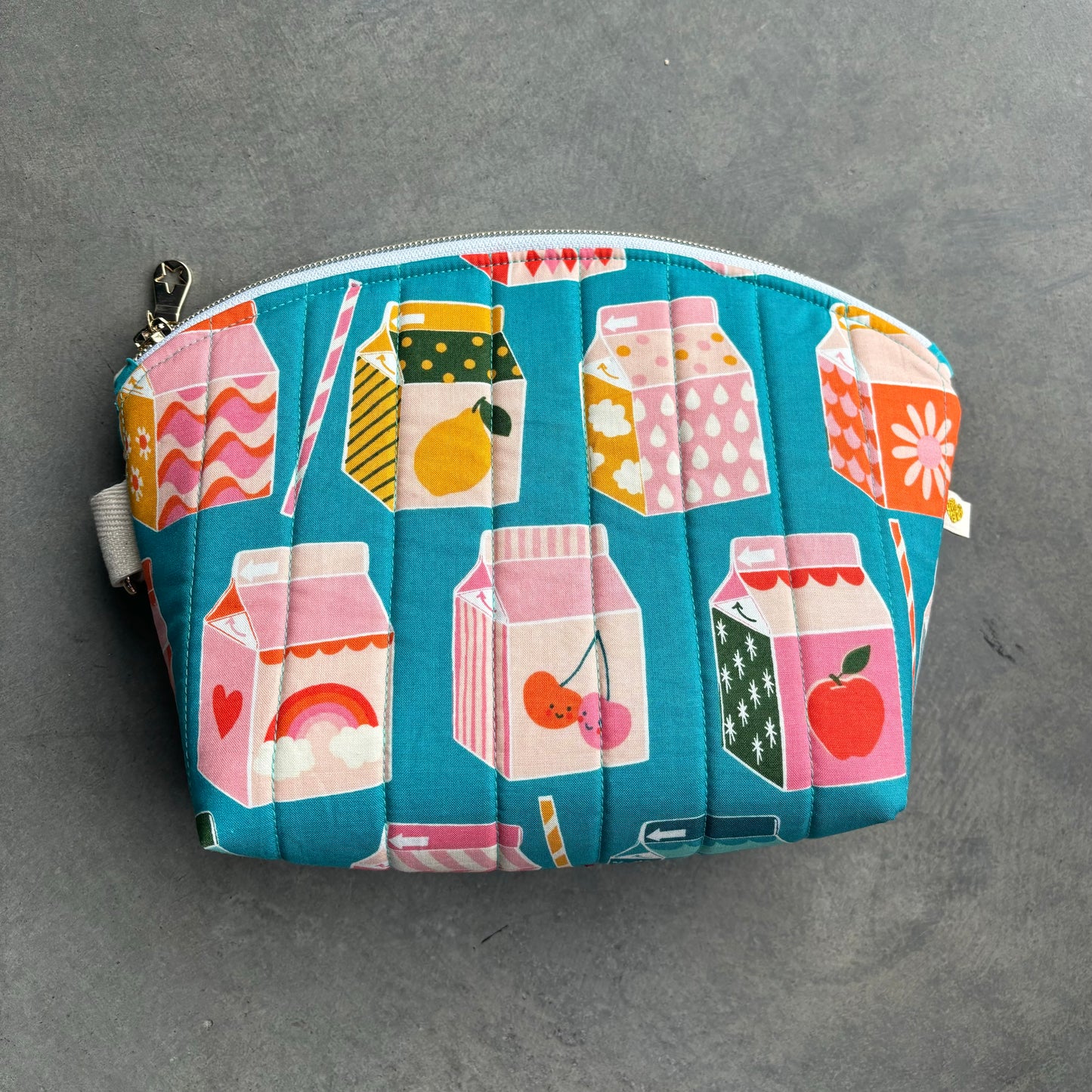 Large Zipper Pouch in Juice Box (Blue)