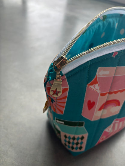 Large Zipper Pouch in Juice Box (Blue)