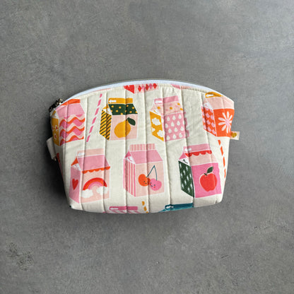 Large Zipper Pouch in Juice Box (Cream)