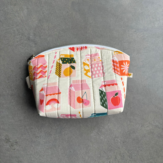 Large Zipper Pouch in Juice Box (Cream)